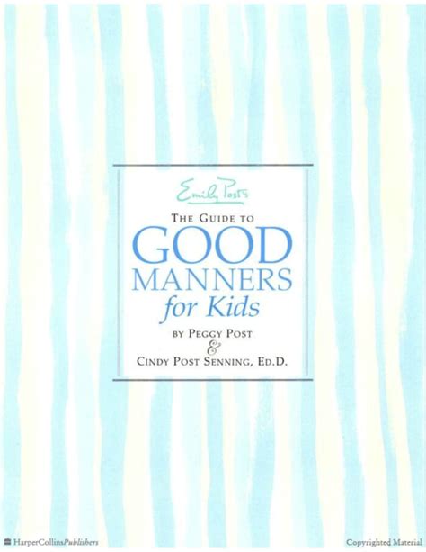 Emily posts the guide to good manners for kids. - Nelson textbook of pediatrics pocket companion by richard e behrman.