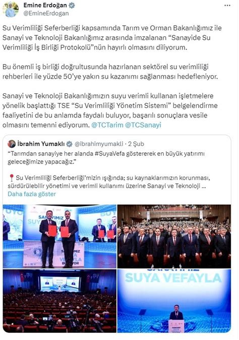 Emine Erdoğan "Sanayide Su Verimliliği İş Birliği Protokolü"nün hayırlı olmasını diledi - Son Dakika Haberleri