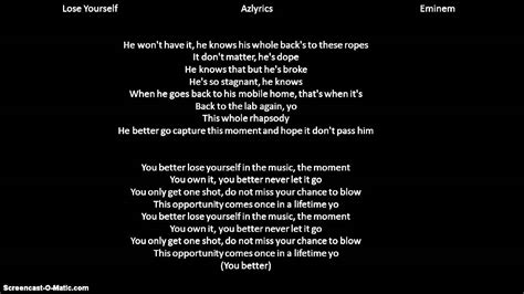 Eminem lose yourself lyrics. Things To Know About Eminem lose yourself lyrics. 
