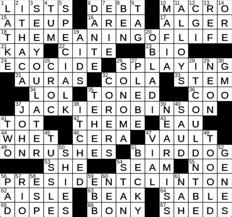 Find the latest crossword clues from New York Times Crosswor