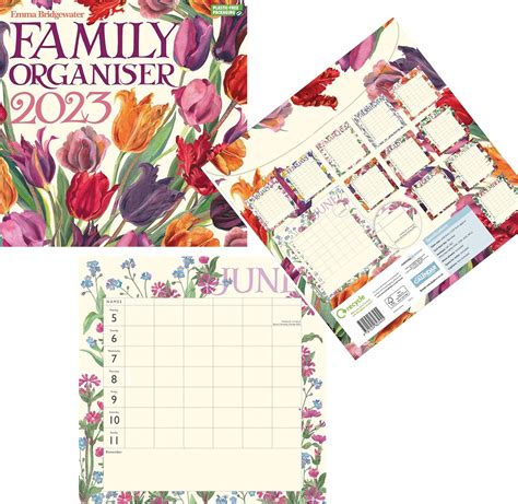 Emma Bridgewater Tulips Family Organiser 2023 Wall Calendar