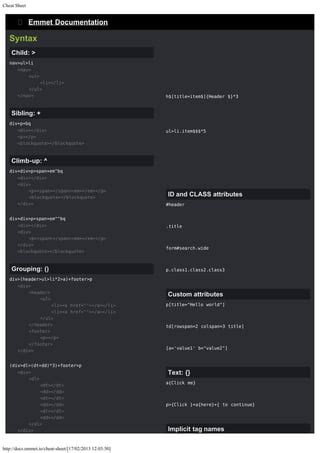 Emmet documentation.  Emmet is written in pure JavaScript and works across differe...