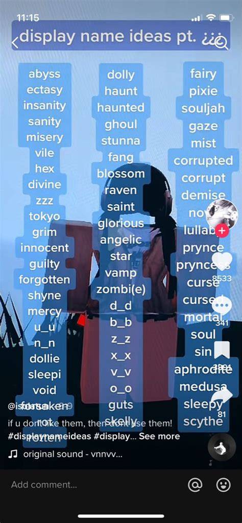 Emo display names for roblox boy.  Find and create usernames for Discord, TikTok, ...