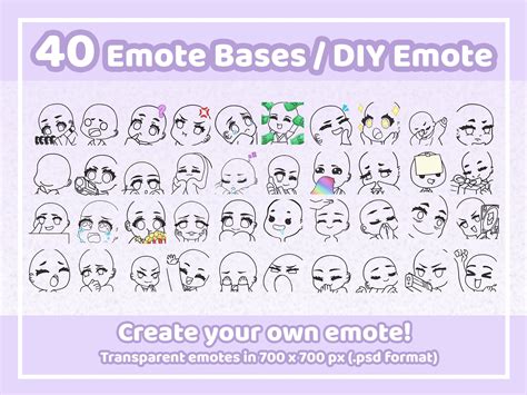 Emote Base Pack 40 Custom Chibi Anime Emote Template for Etsy Australia