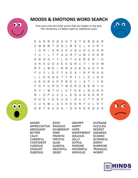 Emotional and Mental Health Word Search (teacher made)