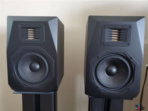 Emotiva b1+. Emotiva Airmotiv B2+ Review. Emotiva Airmotiv B2+ is a 2-way Passive Bass reflex Bookshelf speaker by Emotiva. It features a 25×32 mm" folded ribbon Tweeter and 1 x 6.25" woven fiber cone Woofer. The speaker has a frequency range of 40-28k Hz and a sensitivity of 86 dB. Emotiva Airmotiv B2+ has an MSRP of 499$ per pair. 
