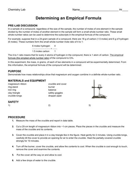 Empirical Formula 13 Determining Lab An Answers