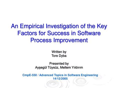 Empirical Investigations Of Software Process Improvement