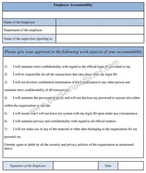 Employee Accountability Form Sample