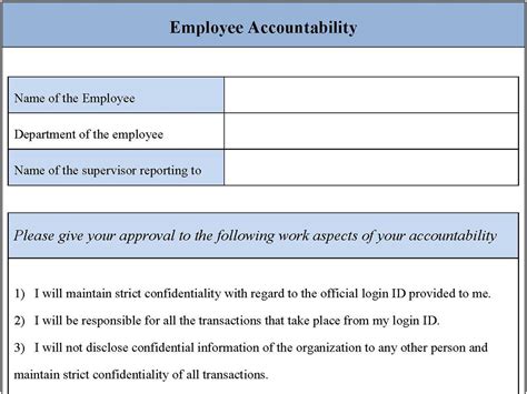Employee Accountability Form Template Accounting Form Accounting