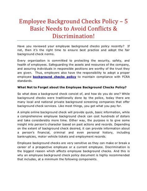 Employee Background Checks Policy 5 Basic Needs to Avoid Conflicts
