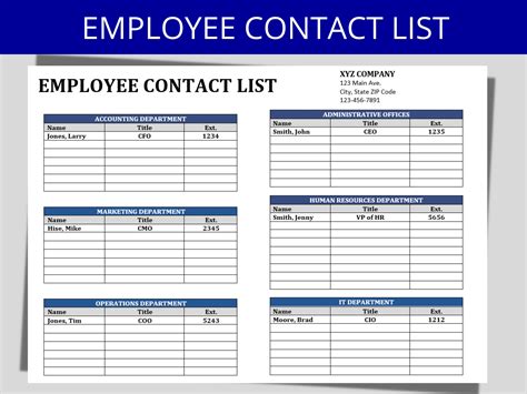 Employee Contact List Template