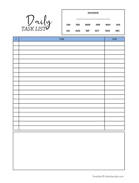 Employee Daily Task List Template For Work