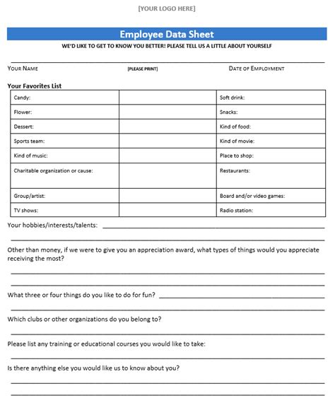 Employee Data Sheet RestaurantOwner