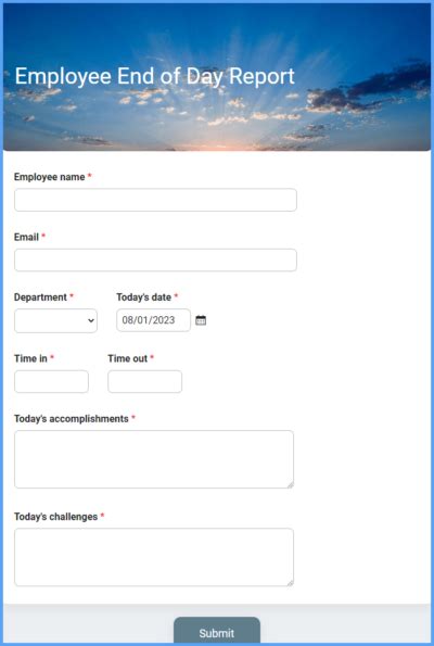 Employee End of Day Report Form Template Formsite