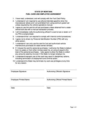 Employee Fuel Card Agreement Template