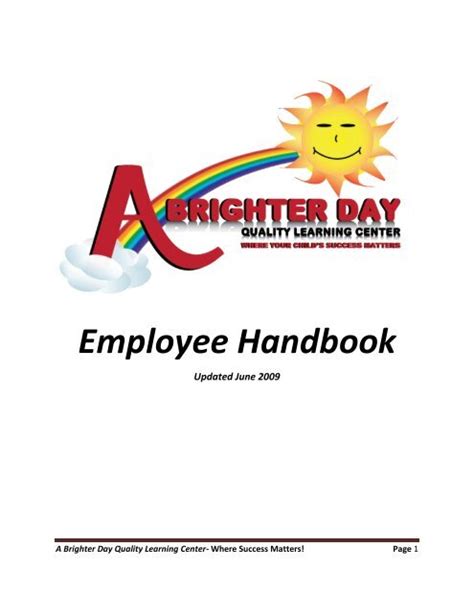 Employee Handbook - A Brighter Day Quality Learning Center