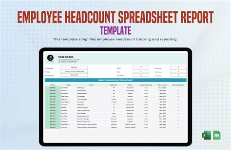 Employee Headcount Spreadsheet Report Template Download in Excel