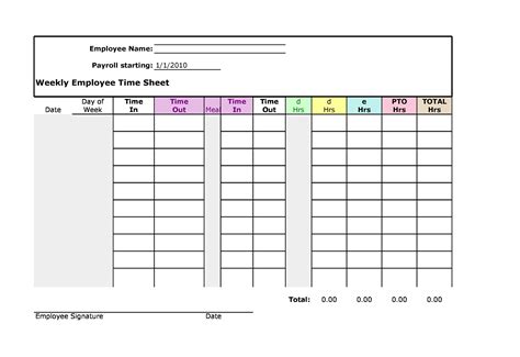 Employee Hours Template