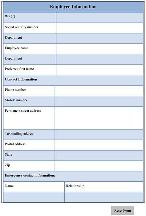 Employee Information Form Editable PDF Forms