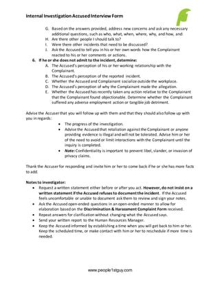 Employee Investigation Accused Interview Form and Notes