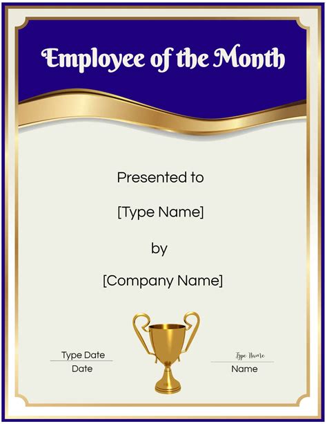 Employee Of The Month Certificate Printable