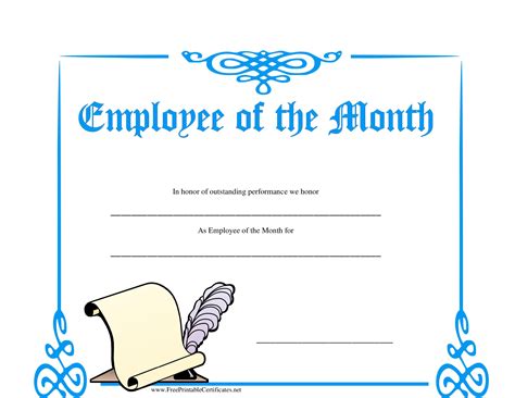 Employee Of The Month Free Printable Template