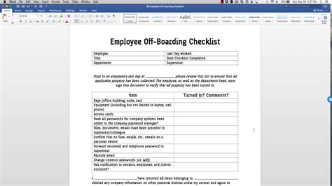 Employee Off Boarding Checklist Template YouTube