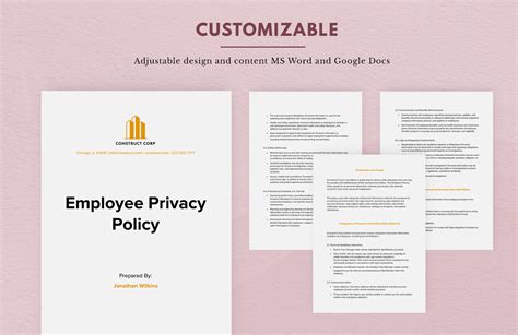 Employee Privacy Policy Template in Word, Google Docs Download