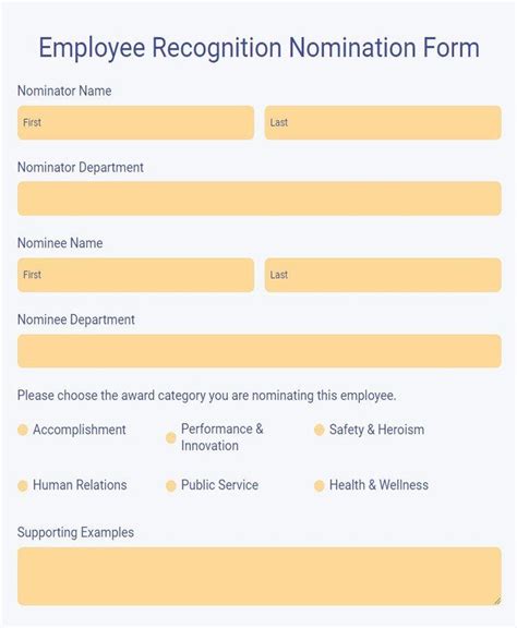 Employee Recognition Nomination Form Template