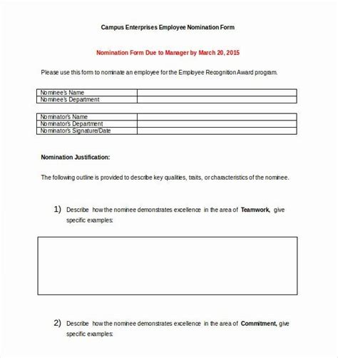 Employee Recognition form Template Inspirational Employee Recognition