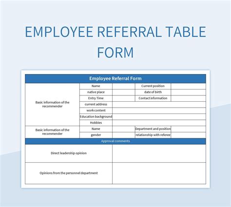 Employee Referral Table Form Excel Template And Google Sheets File For