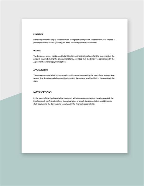 Employee Repayment Agreement Template Download in Word, Google Docs