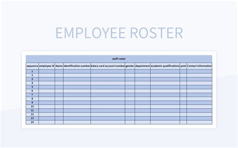 Employee Roster Excel Template And Google Sheets File For Free Download