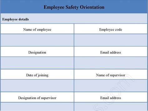 Employee Safety Orientation Form Editable PDF Forms