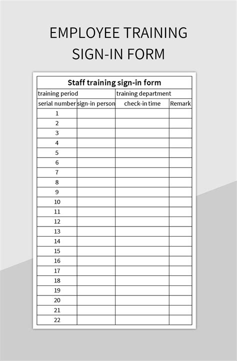 Employee Training Record Signin Form Excel Template And Google Sheets