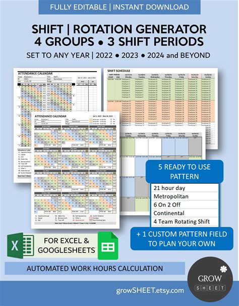 Employee Work Shift Schedule Generator Hourly Work Scheduler Etsy
