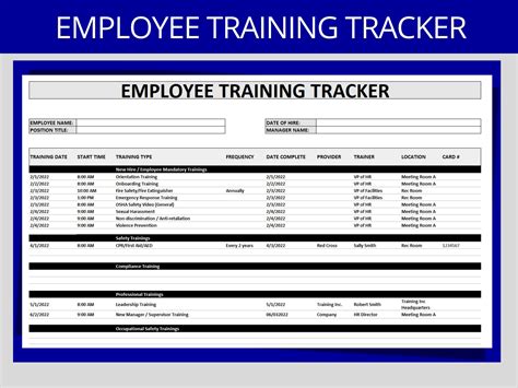 Employee training tracker Templates Training tracker, Employee