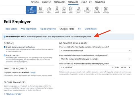 Employer Portal - Settings - BrightPay Documentation