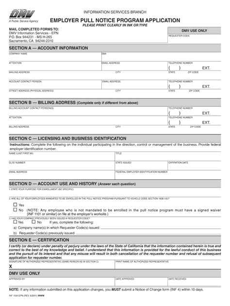 Employer Pull Notice Program Application Form DocHub