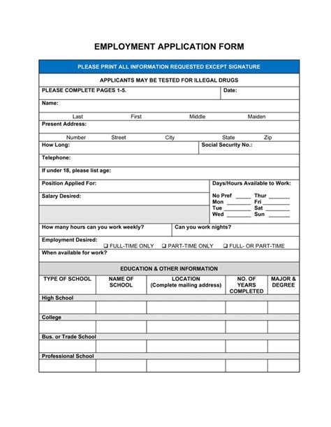 Employment Application Form Template by BusinessinaBox™ Job