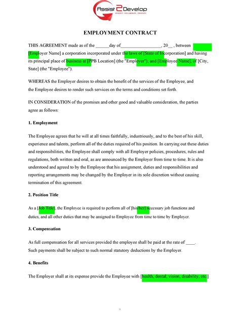 Employment Contract Example
