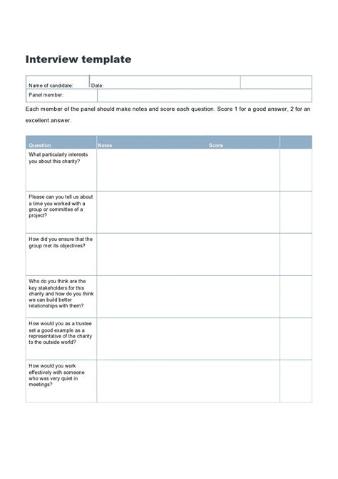 Employment Interview Template