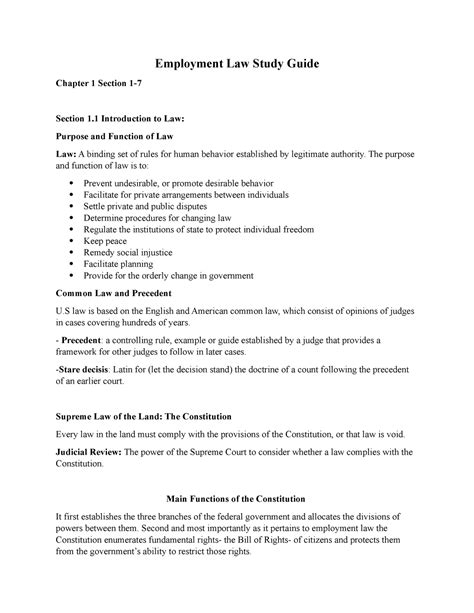 Employment Law Study Guide - Employment Law Study Guide …