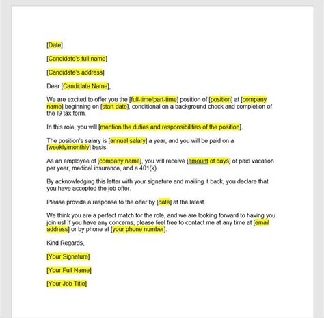 Employment Offer Letter Template Employment Offer Letter Etsy Israel