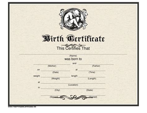 Empty Birth Certificate Template