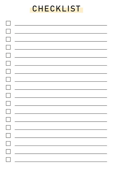 Empty Checklist Template