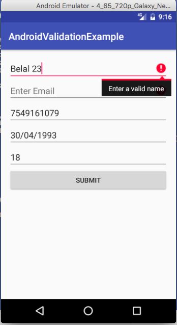 Empty edittext validation in android example.  This keeps validation latency typically in the 1...