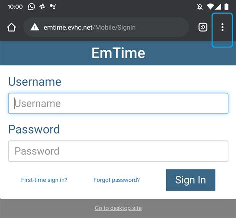 EmTime EmTime Username Password First-time sign in? Forgot password? Sign In Go to desktop site. 