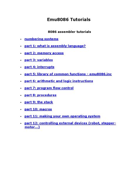 Emu8086 tutorial pdf.  If you already know that all or you want to quickly get ...